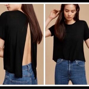 Aritzia Talula Open Back Chiba Tee in Dark Grey/steel blue